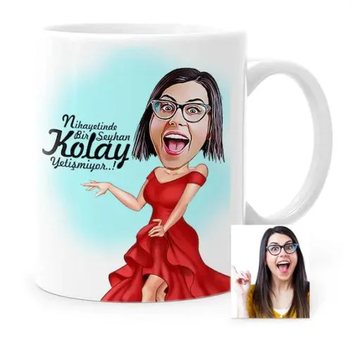 Kişiye Özel Kolay Yetişmiyor Karikatür Beyaz Kupa Bardak